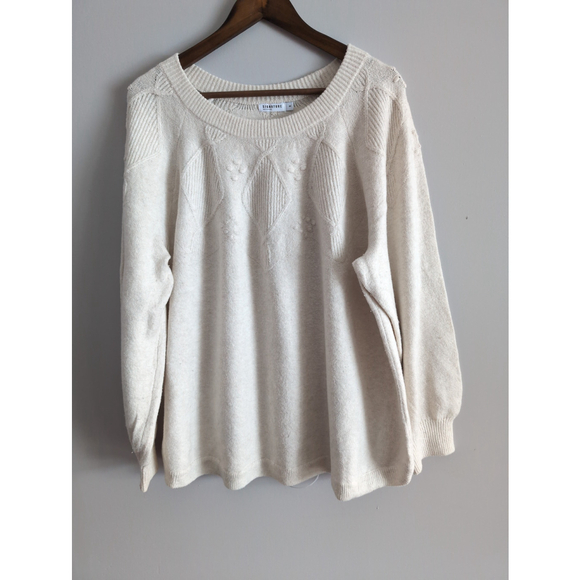 Signature Reitman Cream Bubble/Diamond Knit Bishop Sleeveless Sweater Women 3X - Picture 1 of 7